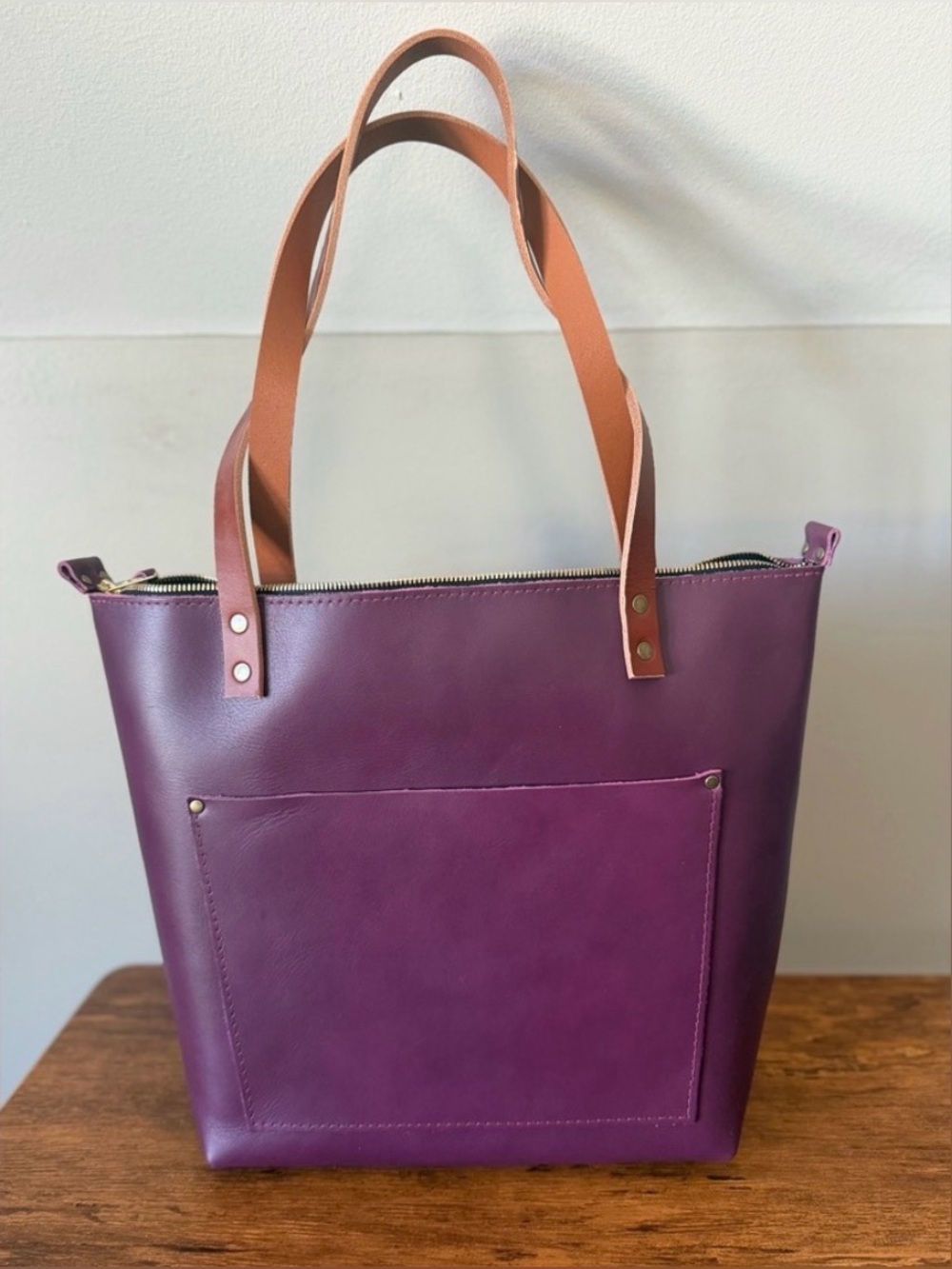 Portland Leather Goods Medium Zip Tote in Lollipop BNNU - Picture 2 of 9